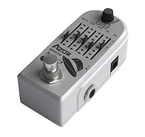 Azor 5 Band Bass Eq Effect Pedal With 10 Ft Cable Guitar Cable With Dual Mute Plug Ends #TOP3