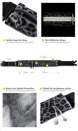 Image of Fitgriff Running Belt for Men & Women - Secure Jogging Pouch for Phone, Keys & Essentials - For All Cell Phones, Leopard, Medium - Large, Slim Fit