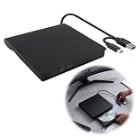 External CD DVD Drive for Laptop, Portable External DVD Drive with USB & Type-C, Slim CD Drive for Laptop with High-Speed Reading, Low-Noise Operation, Plug-and-Play Use for Home Office and Travel