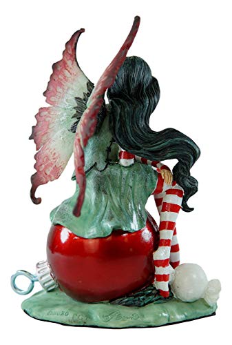 Ebros Amy Brown Santa's Elf Fae Peppermint Candy Cane Christmas Fairy Sitting On Red Ornament Collector Figurine As Mini Faerie Garden Festive Collectible Decor Statue Fantasy Fairies Pixies #TOP4