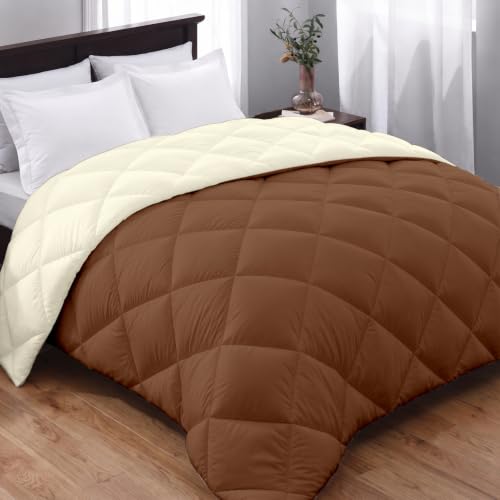 Image of AYKA Reversible Comforter 220 GSM Microfiber Reversible AC Comforter /Blanket for Winter /Quilt /Duvets for King Size Double Bed Comforter (90 * 100, Brown & Cream)