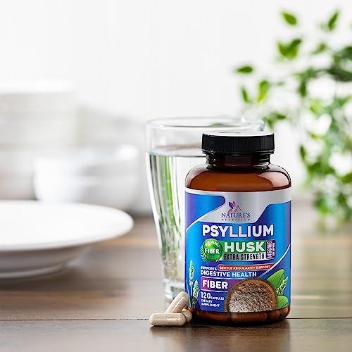 High Absorption Psyllium Husk Capsules 1450Mg, Natural Soluble Fiber Supplement Non-Gmo Gluten Free Digestive Support, Psyllium Fiber Caps Support Digestion & Regularity - 120 Capsules #TOP6