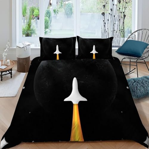 Housse de couette Super King vaisseau spatial blanc en microfibre japonaise