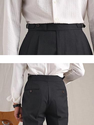 Men's Classic Fit Dress Pants Flat Front Straight Formal Pants Wrinkle Free Expandable Waist Suit Pants4