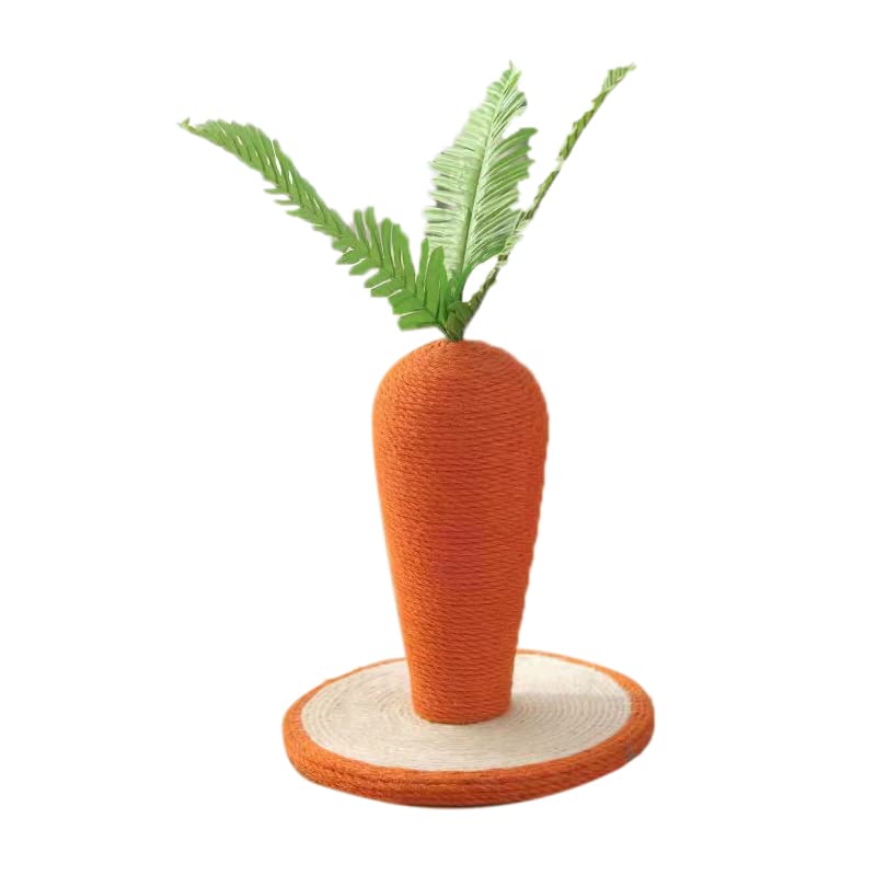 Cryfokt Tapis à Gratter en Sisal pour Chat en Forme de Carotte, Base Antidérapante, Tapis à Gratter épais et Durable pour Chatons, Chats Adultes, Multi-ménages (Grande)