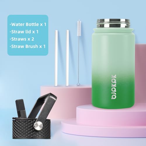 Image of BJPKPK Insulated Water Bottle, 15oz Stainless Steel with Straw Lid
