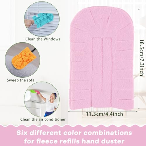 Image of Zubebe 12 Pcs Reusable Duster Refills Fleece,Candy Color | Soft Polyester Fiber Flat Duster Refill Multi Surface Washable Cleaning Pad Tools for Home, Blinds, Car, Pet, Furniture, Fans