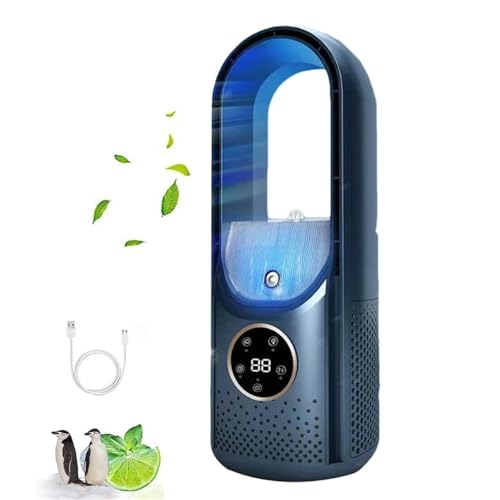 Aire Acondicionado Portátil con Ventilador USB, 6 Velocidades De Viento, 6 Horas De Autonomía, 3 Segundos De Funcionamiento, Ideal para El Hogar, Dormitorio Y Oficina