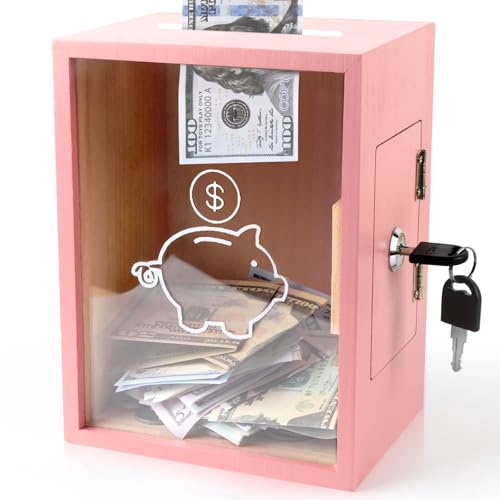 Mczxon Clear Piggy Bank with Lock, Large Money Saving Jar