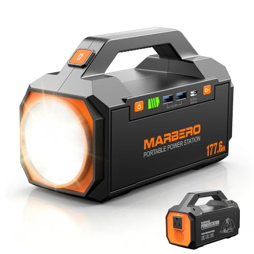 MARBERO Portable Power Station 177.6Wh Power Bank 150W Max Outdoor Camping Battery with LED...