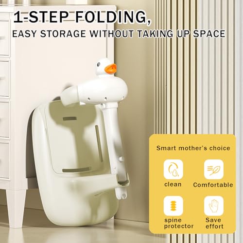 Image of Adjustable Height Baby Shower Stand with Anti-Slip Base, Bath Shower Standing Support, Portable Bath Helper