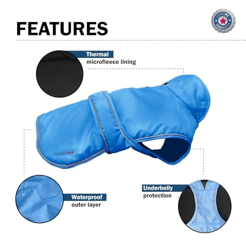 Hugglepets Arctic Armour Waterproof Thermal Dog Coat - Brown Chocolate (Large 50cm) Reflective Microfleece-Lined Coat for Large Dogs with Adjustable Fastening & Zipper for Harness or Collar. - Image 2