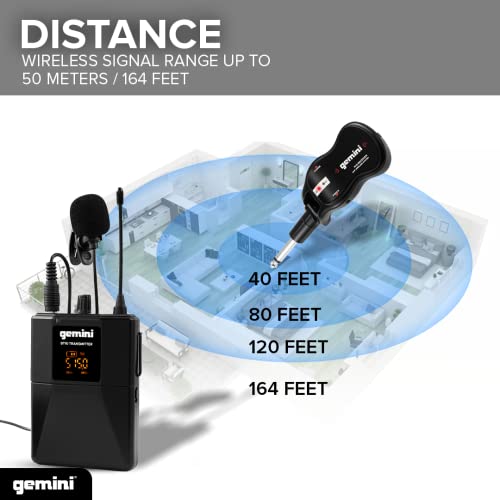 Image of Gemini UHF Wireless Microphone System - Dual Lavalier & Headset Mics with Bodypack, USB Rechargeable Receiver, 50m Range, Cardioid Pattern for Teaching, Streaming, Karaoke & Events (GMU-HSL100)