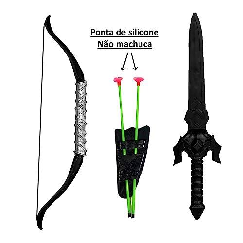 Kit Arqueiro Medieval Arco E Flecha Com Espada Infantil