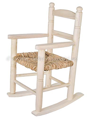 Cesteria Aparici Mecedora de Enea Infantil Madera Natural - 8158 - Asiento 28cm x32cm-Alto Asiento 28cm-Alto Respaldo 51cm