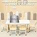 monleelnom Children's Table and Chair Set Suitable for Boys and Girls Age 2-12 Height Adjustable Table top Can be Painted with 6 Seats Suitable for Family Learning Daily use (Wood Color)