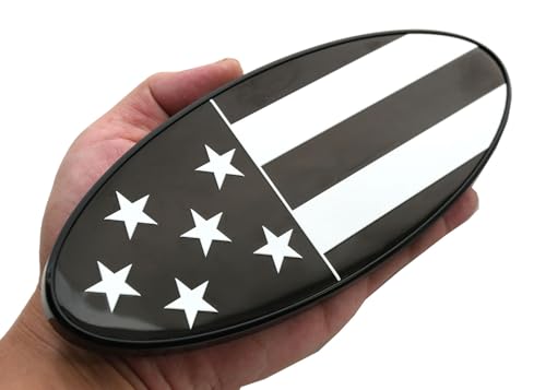 1Pc New Custom American Flag USA Side Rear Front Hood Emblem Compatible with Peterbilt (Black White)