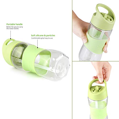 Sivphe Kids Water Bottle With Straw 12Oz Leakproof Little School Small Tritan Plastic Drinking Bottle For Boys And Girls Indoor And Outdoor(Green) #TOP2