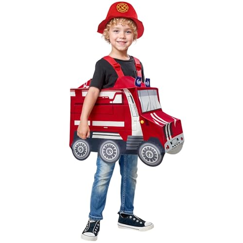 Feuerwehr Kostüm Kinder,Faschingskostüme Jungen,Feuerwehrmann Kinderkostüme,Faschingskostüm,Karneval,Fasching Kostume Mädchen,Kinderkostüm Rennfahrer Pilot Bauarbeier Costume Kids,Cosplay 6 Rot