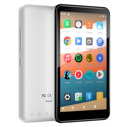 MP3 Player with Bluetooth and WiFi, 144GB Storage & Android OS, 4' Touch Screen, FM Radio, Kids MP3 & MP4 Player with Spotify, Amazon Music, and Google Play Store, DGTenk Portable Media Player (Black)