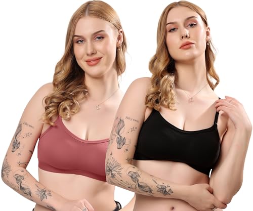 Image of London Hills Women's Cotton Sports Bra for Women Solid Bra Wireless & Non Padded Full Coverage Soft Hold Straps Super Combed Cotton Elastane Stretch Full Coverage Slip-On Active Bra