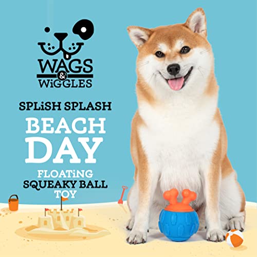 Wags & Wiggles 4.3" Bone In Ball Blue Floatable Squeaker Toy | Fun Summer Pool Toy For Dogs That Floats | Floating Water Toy Bone In Ball Squeaky Toy For Pools #TOP1
