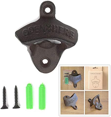 LABABE Gadget Chameleon Cast Iron Wall Mountable Beer Bottle Opener - 'OPEN HERE' Retro Style for Bar & Kitchens