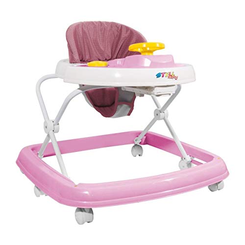 Andador Para Bebê 6 Rodas Musical Regulável Rosa, Styll Baby, Rosa