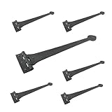PREMIUM MATERIAL - Crafted from high-quality wrought iron, these Renovators Supply Authentic Heart Style Black Door Strap Hinges are built to last. The rustproof powder coating ensures a luxurious black finish, perfect for enhancing the aesthetic of ...
