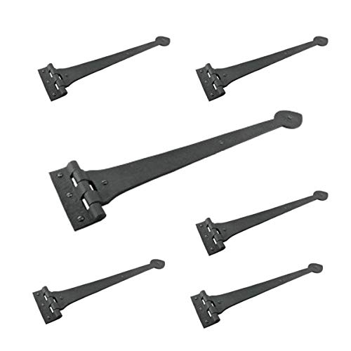 Renovators Supply Manufacturing Bisagras negras para puerta de puerta, hierro forjado, diseño clásico de corazón, acabado en polvo, armario de cocina y bisagras de puerta, incluye accesorios de montaje, paquete de 6