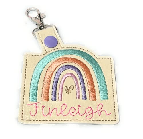 Personalized Luggage Backpack Name Tag, Rainbow Bag Tag, Cream Background