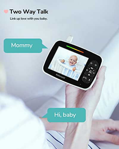 Kidsneed Baby Monitor With Camera And Audio - 3.5 Inch Video Baby Monitor With Remote Control Pan& Tilt &Zoom Camera, Two-Way Audio, Night Vision, Temperature Monitoring, Lullabies, 960Ft Long Range #TOP5