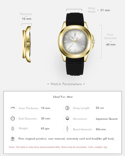 Image of Sylvi Urbanic Men's Analog Watch with Date Display, Silicone Strap, Water Resistant