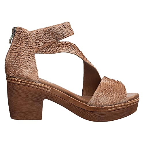 Antelope Women's Lacie 37 Stone Leather Heel Sandals #TOP2