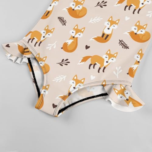 Image of Girls One Piece Swimsuit Cute Alpacas Hearts Stars Ruffles Swimwear Bathing Suits 3-12 Years