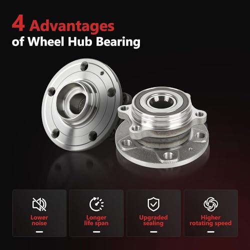 HYR 513253 2PCS Front Wheel Bearing Hub Assembly Fits 2006-2018 Audi TT A3 Q3 Quattro, Fits 2005-2018 Volkswagen Beetle Tiguan Limited CC Eos Golf R City Rabbit GTI Jetta Passat R32, 5 Lugs w/ABS by HYR - Used condition - Image 7