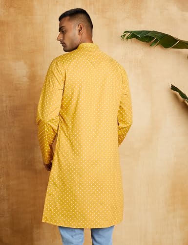 Image of Amazon Brand - Symbol Men Cotton Printed Long Kurta (Regular Fit)