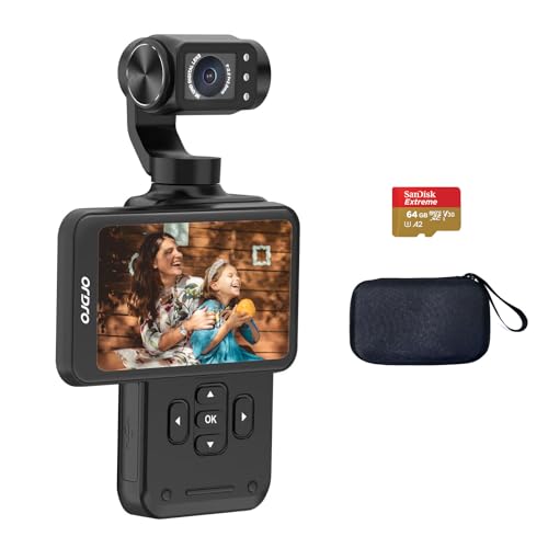 ORDRO M5 5K Vlogging Camera with 3-Axis Gimbal Stabilization, 3.5'' Flip Touchscreen Face Tracking,120° Wide-Angle, IR Night Vision Camcorder for Travel & YouTube with 64G Card