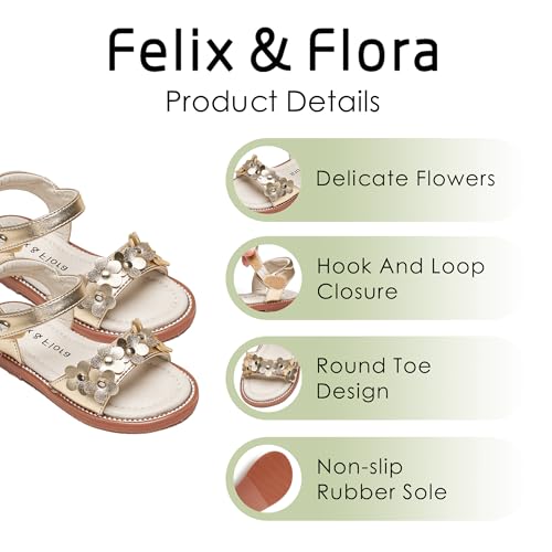 Image of Felix & Flora Toddler Girl Sandals - Little Girl Easter Dress Shoes Lightweight Open Toe Beach Holiday Flats