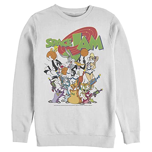 space jam Men's Pullover Crew Neck Long Sleeve Kangaroo Pocket Graphic Print