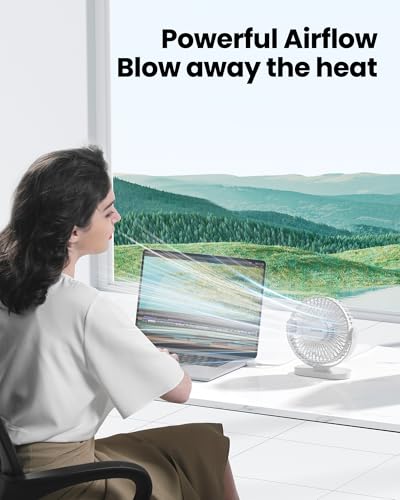 Image of Gaiatop Small Desk Fan, 4.5 Inch Portable 3 Speeds Wind Desktop Table Cooling Fan in Single Button, Adjustment Mini Personal Fan for Home Desktop Office Car Outdoor, Black (Not Battery) (White)