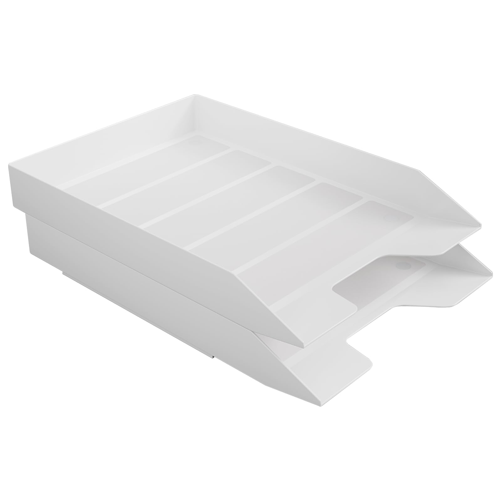Acrimet Stackable Letter Tray, 2 Tier Front Load Desktop File Organizer, A4 Letter Size, Plastic, White