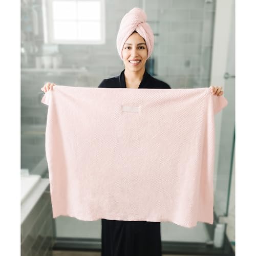 Image of ROLSHOL 2 Packs Large Microfiber Hair Towels for Women, Super Absorbent & Quick Dry Hair Towel Wrap for Curly Long & Short Hair- Anti-Frizz Hair Turbans for Wet Hair（Coral Pink & Pink） - 27.5''*39.4''