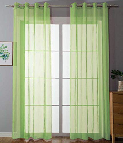 Gardinenbox 20332-cn2 Lot de 2 Rideaux à œillets Transparents Uni Vert Pomme 145 x 140 cm