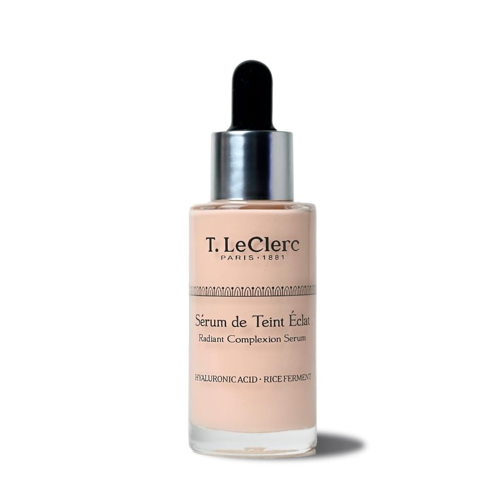 T.LeClerc Anti-Aging Radiance Serum No. 1 Ivory - Fluid Foundation Care, Luminous & Unified Complexion, Second Skin Effect, Hyaluronic Acid, 30 ml (Nude)