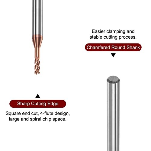Image of HARFINGTON 2pcs Square Nose End Mill 4mm Shank 2mm x 10mm AlTiSin Coated Solid Carbide Long Reach Extended Neck 4 Flutes CNC Router Bit Milling Cutter for Stainless Steel Hardened Steel
