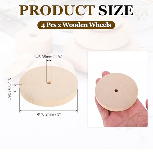 Ruedas de madera de losa para montar coches de juguete hechos a mano 3