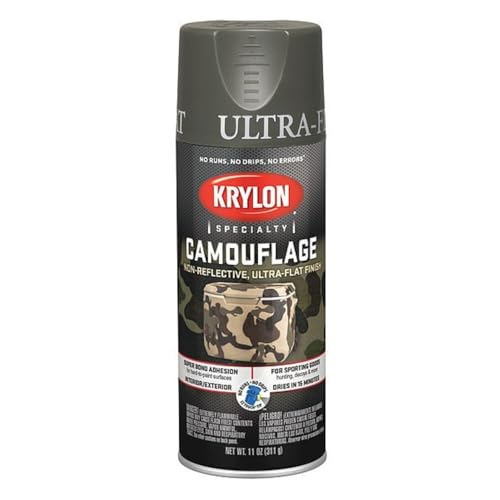 Krylon Camouflage Paint, Ultra Flat, Olive, 11 oz.