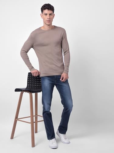 Image of Numero Uno Men Solid Blue Denim Slim Fit Jeans