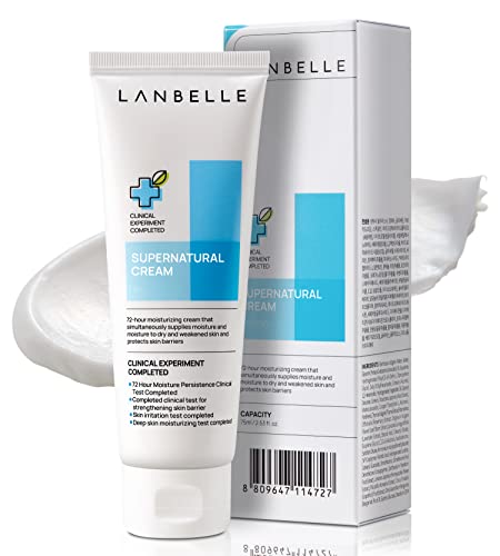 Lanbelle Supernatural Hydrating Facial Cream 2.53 Oz VEGAN 72-hour Super Long Face Moisturizer 14% Phyto-Mucin Skin-barrier Daily Face Lotion Sensitive Dry Skin Non-Comedogenic No-Scent No Chemicals